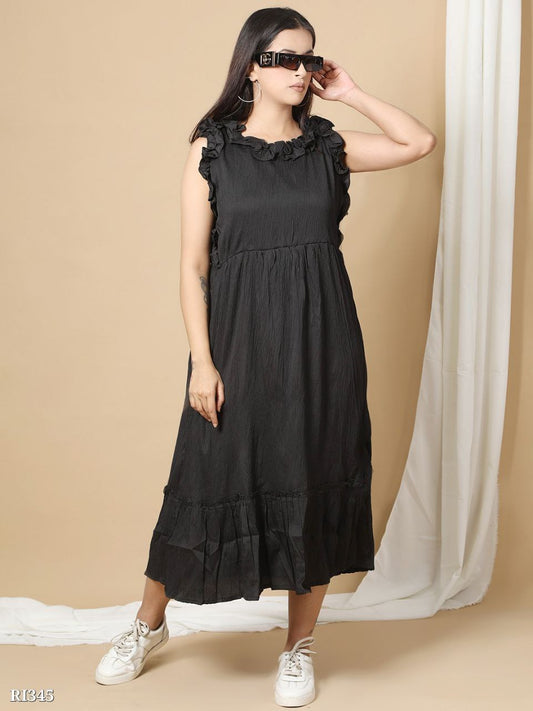 Ridaa Knee-Length One-Piece Dress for Women – Stylish & Comfortable Party Wear