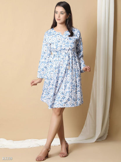 Ridaa Blue One-Piece Dress for Women – Elegant, Stylish & Comfortable