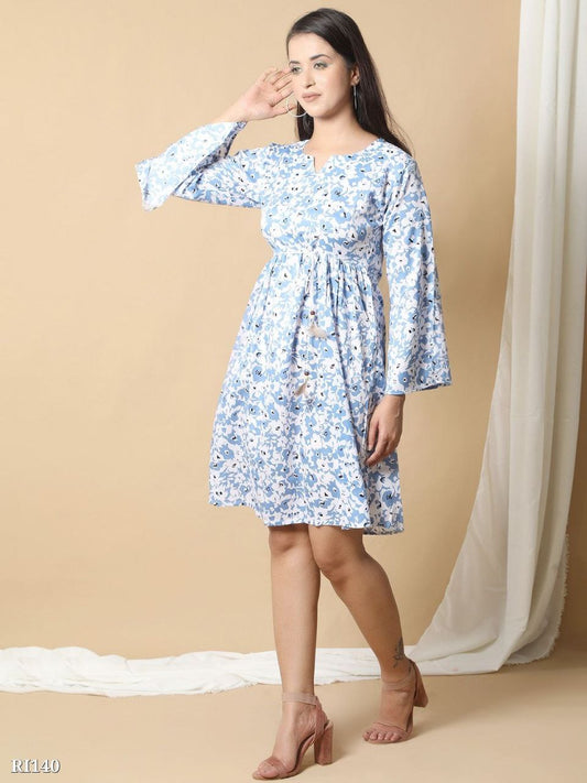 Ridaa Blue One-Piece Dress for Women – Elegant, Stylish & Comfortable