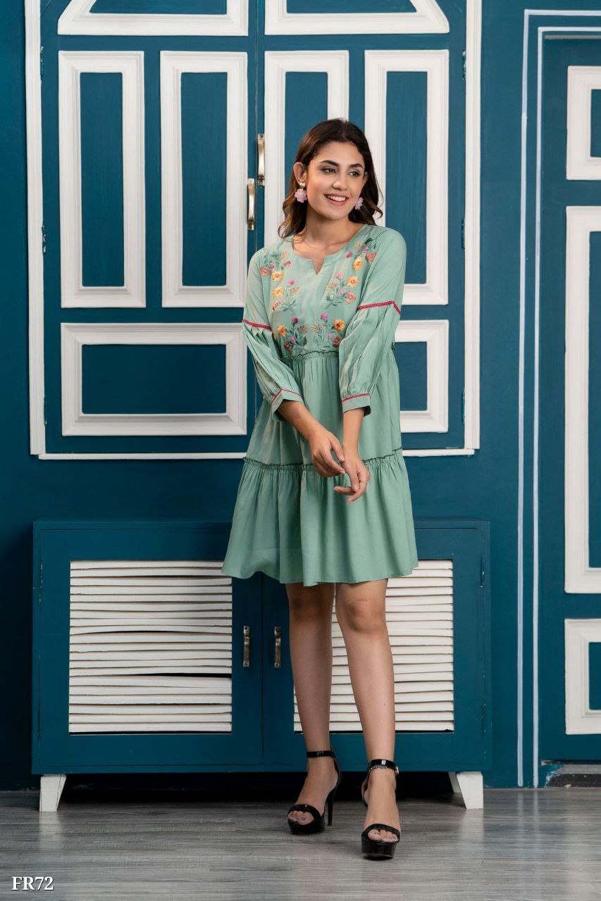 Elegant Embroidered Flared Tiered Short Dress – FrionKandy